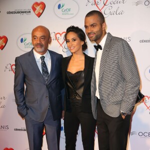 Christian Louboutin, Tony Parker et sa femme Axelle Francine lors du "Par Coeur Gala" pour les 10 ans de l'association "Cekedubonheur" au pavillon d'Armenonville à Paris le 24 septembre 2015