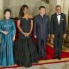 Barack Obama et son épouse Michelle Obamaen compagnie du président chinois et sa femme Madame Peng Liyuan au dîner d'état pour le président chinois Xi et Madame Peng Liyuan à la Maison Blanche, Washington, le 25 septembre 2015