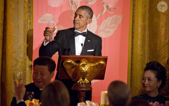 Barack Obama au dîner d'état pour le président chinois Xi et Madame Peng Liyuan à la Maison Blanche, Washington, le 25 septembre 2015
