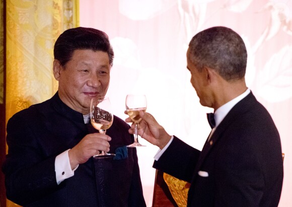 Barack Obama et le président chinois au dîner d'état pour le président chinois Xi et Madame Peng Liyuan à la Maison Blanche, Washington, le 25 septembre 2015