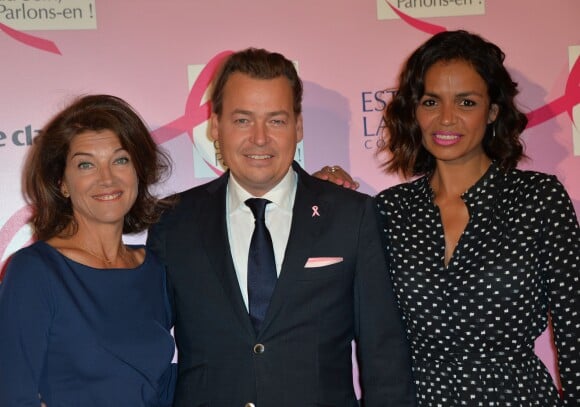 Marielle Fournier, Henk Van der Mark (président du groupe Estée Lauder) et Laurence Roustandjee - Soirée de lancement d'Octobre Rose (le mois de lutte contre le cancer du sein) au Palais Chaillot à Paris le 28 septembre 2015