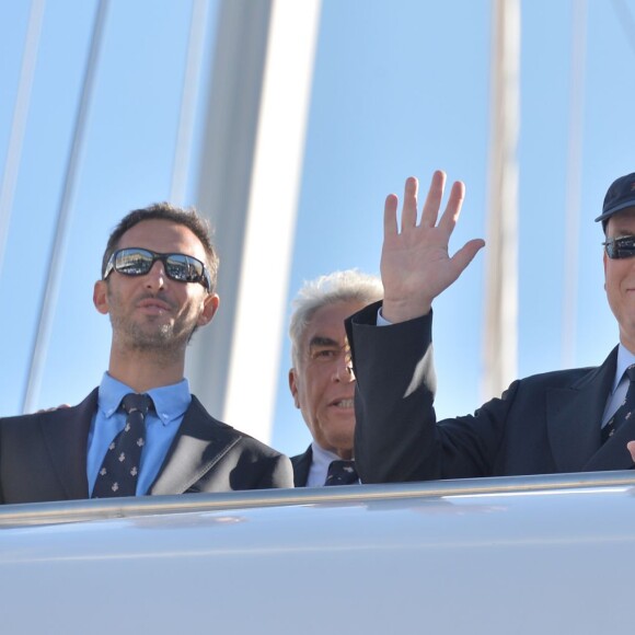 Le prince Albert II de Monaco au Monaco Yacht Show à bord du Yersin le 23 septembre 2015.