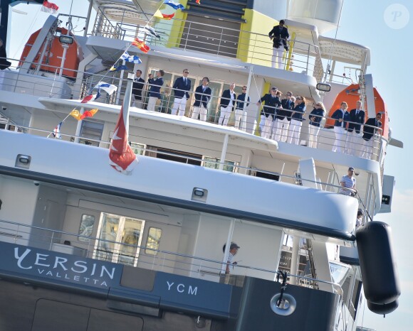 Le prince Albert II de Monaco au Monaco Yacht Show à bord du Yersin le 23 septembre 2015.