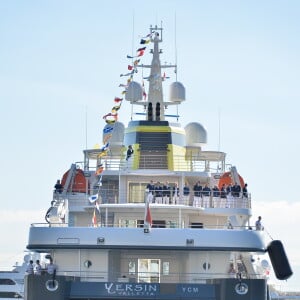 Le prince Albert II de Monaco au Monaco Yacht Show à bord du Yersin le 23 septembre 2015.