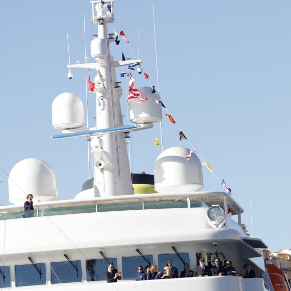 Le prince Albert II de Monaco au Monaco Yacht Show à bord du Yersin le 23 septembre 2015.