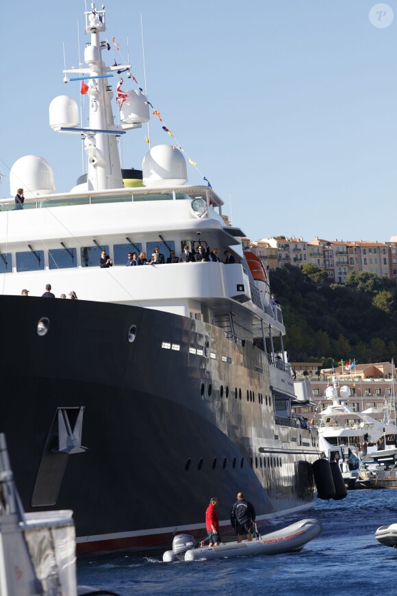 Le prince Albert II de Monaco au Monaco Yacht Show à bord du Yersin le 23 septembre 2015.