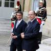 Le prince Albert II de Monaco était reçu à Matignon par Manuel Valls le 19 septembre 2015 à l'occasion des Journées du patrimoine et du tricentenaire du mariage de Louise-Hippolyte Grimaldi avec Jacques de Matignon.