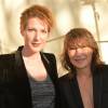 Exclusif - Barbara Bui et Natacha Polony - People en backstage du défilé de mode "Barbara Bui", collection prêt-à-porter printemps-été 2016, au Grand Palais à Paris. Le 1er octobre 2015.