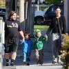 Jack Black et sa femme Tanya emmènent leurs fils Samuel et Thomas à l'école. Los Angeles le 20 fevrier 2013.