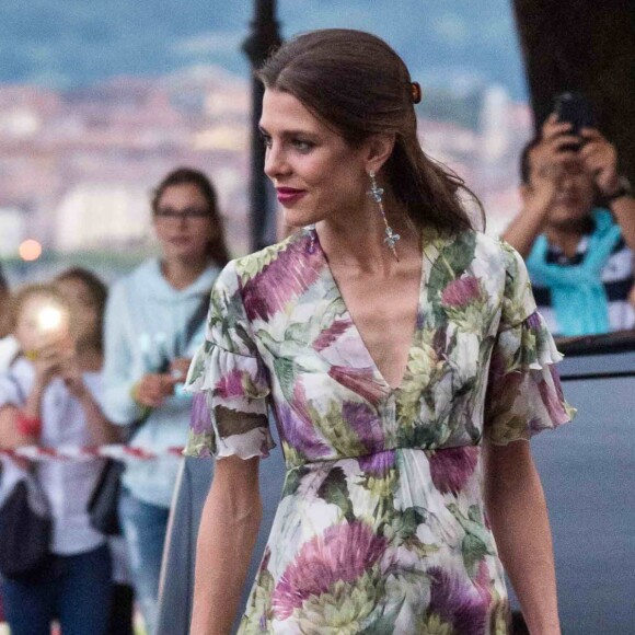 Charlotte Casiraghi - Arrivées des invités de la soirée de mariage de Pierre Casiraghi et Beatrice Borromeo au château Rocca Angera (château appartenant à la famille Borromeo) à Angera sur les Iles Borromées, sur le Lac Majeur, le 1er août 2015.