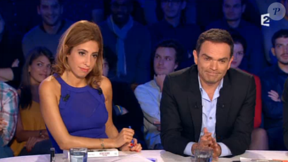 Léa Salamé et Yann Moix, dans On n'est pas couché, le samedi 10 octobre 2015 sur France 2.