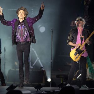 Ronnie Wood, Mick Jagger et Keith Richards - Les Rolling Stones en concert au festival Roskilde. Le 3 juillet 2014