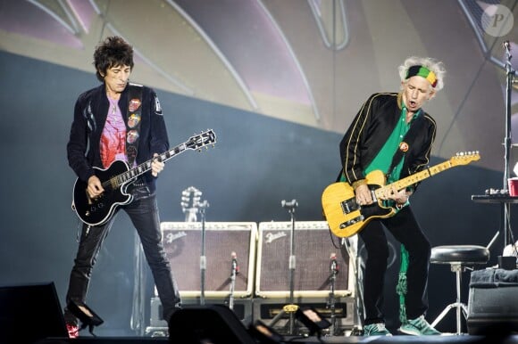 Ronnie Wood et Keith Richards - Les Rolling Stones en concert au Tele2 Arena à Stockholm. Le 1er juillet 2014