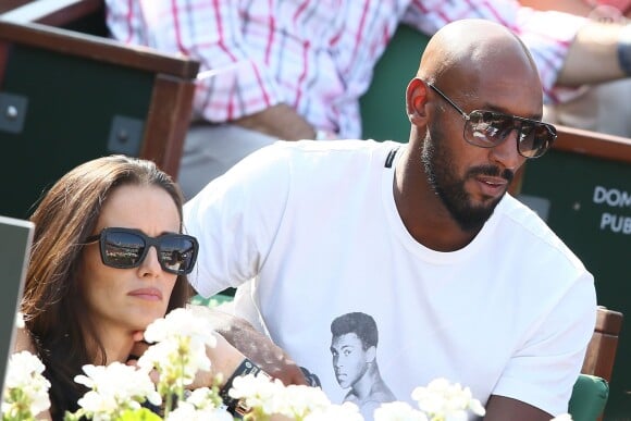 Nicolas Anelka et sa femme Barbara à Roland-Garros à Paris, le 13 septembre 2014