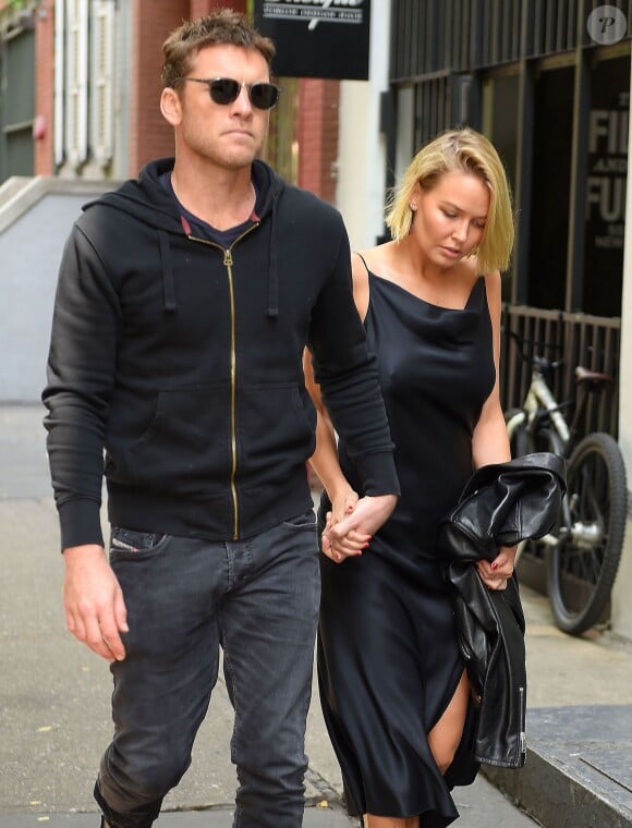 Sam Worthington et Lara Bingle arrivent à leur hôtel à New York le 20 septembre 2014