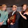 Martin Scorsese entouré de sa femme, Helen Morris, et de sa fille Francesca - Remise du 7e Prix Lumière à Martin Scorsese au Palais des Congrès de Lyon, lors du Festival Lumière le 16 octobre 2015.