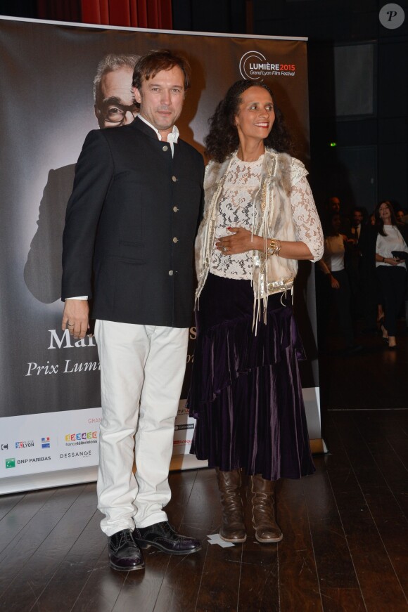 AVincent Perez et Karine Silla - Remise du 7e Prix Lumière à Martin Scorsese au Palais des Congrès de Lyon, lors du Festival Lumière le 16 octobre 2015.