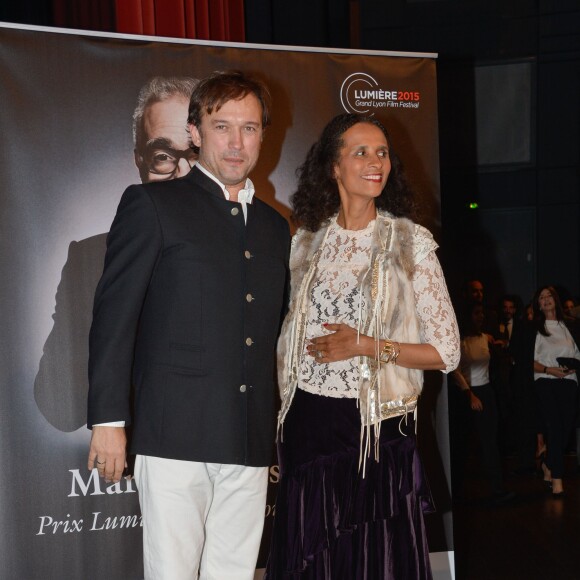 AVincent Perez et Karine Silla - Remise du 7e Prix Lumière à Martin Scorsese au Palais des Congrès de Lyon, lors du Festival Lumière le 16 octobre 2015.