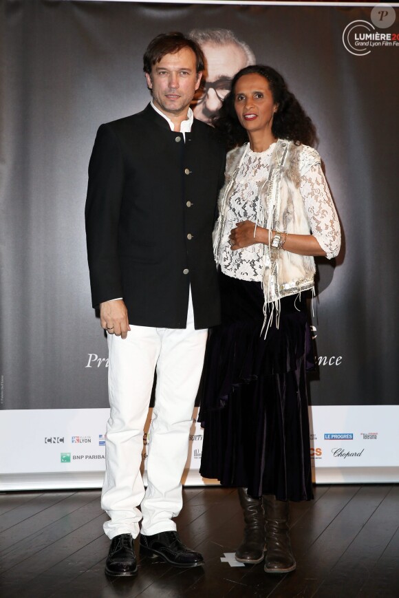 Vincent Perez et sa femme Karine Silla - Remise du 7e Prix Lumière à Martin Scorsese au Palais des Congrès de Lyon, lors du Festival Lumière le 16 octobre 2015.