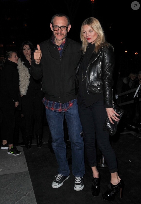 Terry Richardson et Kate Moss arrivent au 11ème anniversaire de Eleven Paris à la Gaité Lyrique à Paris, le 4 mars 2014.