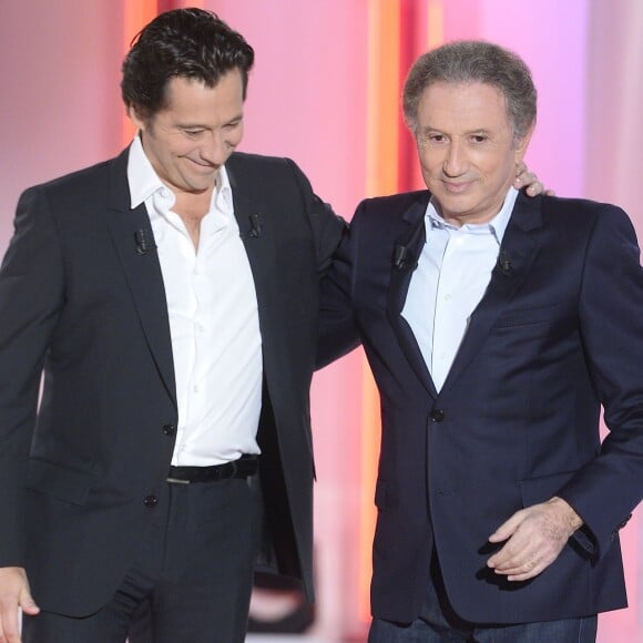 Michel Drucker et Laurent Gerra - Enregistrement de l'émission "Vivement Dimanche", consacrée à Laurent Gerra, à Paris le 20 octobre 2015. Diffusion le 25 octobre 2015 sur France 2. ©Coadic Guirec / Bestimage