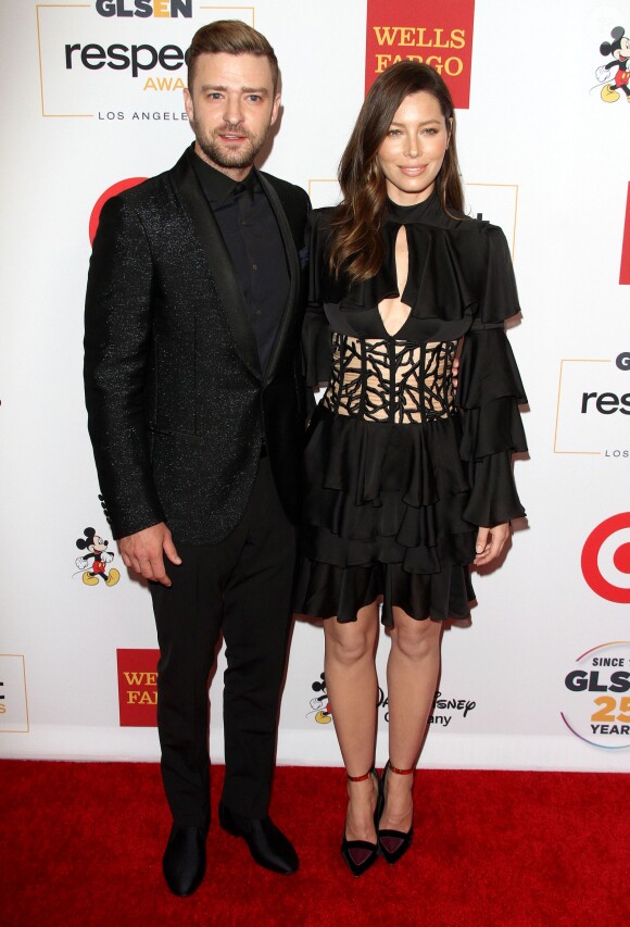 Justin Timberlake et sa femme Jessica Biel - People aux GLSEN Awards à l'hôtel Wilshire de Beverly Hills le 23 octobre 2015.