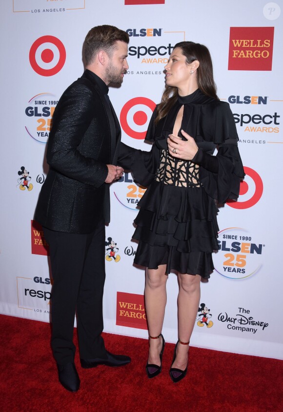 Justin Timberlake et Jessica Biel aux GLSEN Respect Awards à Los Angeles, le 23 octobre 2015.