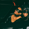 Ciara et son compagnon Russell Wilson, déguisés en Catwoman et Batman pour une soirée d'anniversaire surprise et costumée au Warner Bros Studio Tour. Burbank, le 24 octobre 2015.