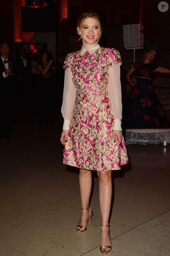 Léa Seydoux (robe Schiaparelli) - Soirée après la première du film "James Bond Spectre" au British Museum à Londres le 26 octobre 2015.