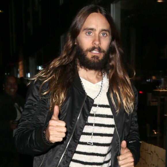 Jared Leto à la sortie de la soirée d' ouverture du magasin "Rimowa" à New York, le 28 octobre 2014.