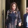 Caitlyn Jenner catches up with Kim and Kourtney Kardashian as they film scenes for their reality tv show at the Villa Restaurant. Caitlyn wore a pair of leather leggings and paired it with an elegant printed blouse, as she wore her hair in curls, Los Angeles, CA, USA on October 27, 2015. Photo by GSI/ABACAPRESS.COM28/10/2015 - Los Angeles