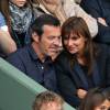 Jean-Luc Reichmann et sa compagne Nathalie aux Internationaux de France de tennis de Roland Garros à Paris le 1er juin 2014.