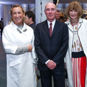 Miuccia Prada, David Geffen et Anna Wintour lors des WSJ. Magazine Innovator Awards 2015 au Musée d'Art Moderne de New York. Le 4 novembre 2015.
