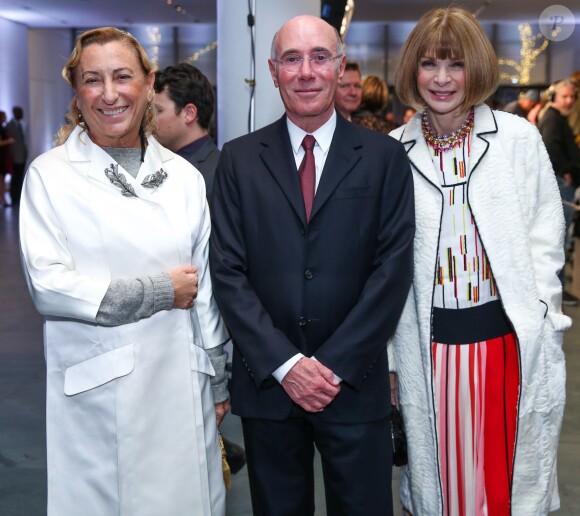Miuccia Prada, David Geffen et Anna Wintour lors des WSJ. Magazine Innovator Awards 2015 au Musée d'Art Moderne de New York. Le 4 novembre 2015.