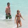 Exclusif - Patrick Dempsey en vacances sur une plage avec sa femme Jillian et leurs enfants Tallulah, Darby et Sullivan aux Caraibes, le 14 mai 2013.