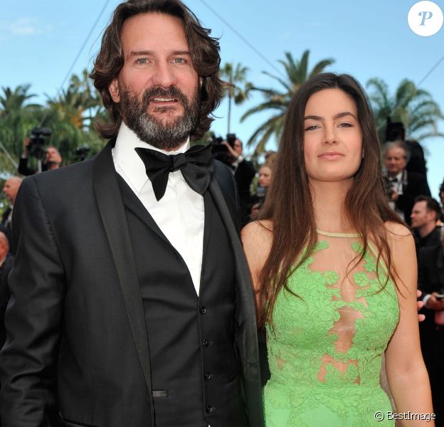 Fréderic Beigbeder et sa femme Lara Micheli - Montée des marches du film " Saint-Laurent" lors du 67e Festival du film de Cannes, à Cannes le 17 mai 2014