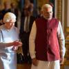 La reine Elisabeth II d'Angleterre reçoit le premier ministre indien Narendra Modi au palais de Buckingham le 13 novembre 2015.