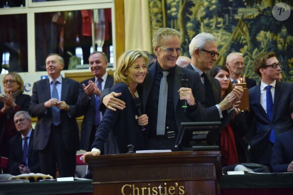 Claire Chazal et Christophe Lambert ont fait monté les enchères à la 155e vente des vins des Hospices de Beaune, le 15 novembre 2015, à Beaune © Giancarlo Gorassini