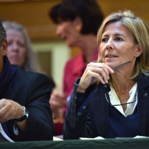 Claire Chazal et Christophe Lambert ont fait monté les enchères à la 155e vente des vins des Hospices de Beaune, le 15 novembre 2015, à Beaune © Giancarlo Gorassini