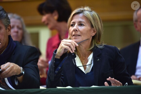Claire Chazal et Christophe Lambert ont fait monté les enchères à la 155e vente des vins des Hospices de Beaune, le 15 novembre 2015, à Beaune © Giancarlo Gorassini