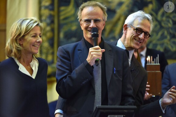 Claire Chazal et Christophe Lambert ont fait monté les enchères à la 155e vente des vins des Hospices de Beaune, le 15 novembre 2015, à Beaune © Giancarlo Gorassini