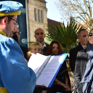 Claire Chazal et Christophe Lambert ont fait monté les enchères à la 155e vente des vins des Hospices de Beaune, le 15 novembre 2015, à Beaune © Giancarlo Gorassini