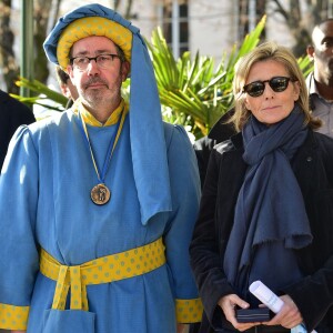 Claire Chazal et Christophe Lambert ont fait monté les enchères à la 155e vente des vins des Hospices de Beaune, le 15 novembre 2015, à Beaune © Giancarlo Gorassini