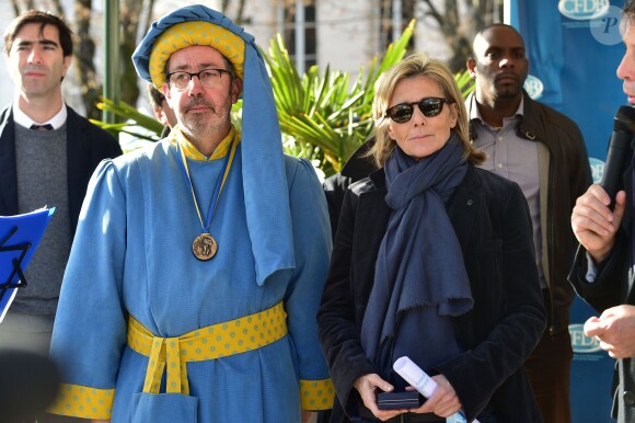 Claire Chazal et Christophe Lambert ont fait monté les enchères à la 155e vente des vins des Hospices de Beaune, le 15 novembre 2015, à Beaune © Giancarlo Gorassini