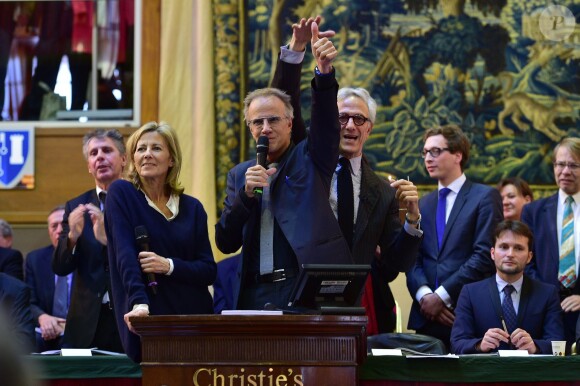 Claire Chazal et Christophe Lambert ont fait monté les enchères à la 155e vente des vins des Hospices de Beaune, le 15 novembre 2015, à Beaune © Giancarlo Gorassini