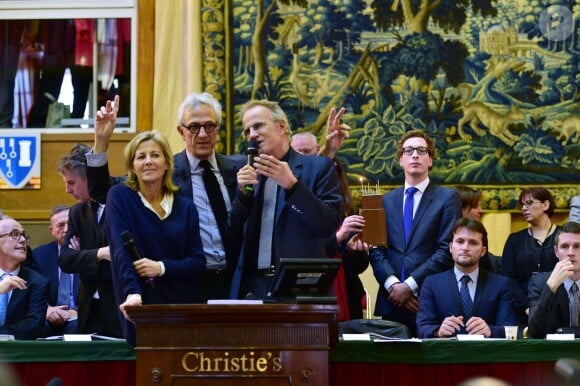 Claire Chazal et Christophe Lambert ont fait monté les enchères à la 155e vente des vins des Hospices de Beaune, le 15 novembre 2015, à Beaune © Giancarlo Gorassini