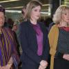 La reine Letizia d'Espagne, entourée d'Ellen Johnson Sirleaf, de Maria Teresa Fernandez de la Vega et d'Ana Patricia Botin, a observé une minute de silence en hommage aux victimes des attentats de Paris, le 16 novembre 2015 à Madrid avant une réunion de la Fondation Mujeres por Africa.