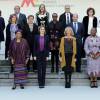 Letizia d'Espagne présidait le 16 novembre 2015 à Madrid une réunion de la Fondation Mujeres por Africa au pavillion des jardins Cecilio Rodriguez au Parque del retiro.