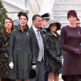 La princesse Caroline de Hanovre, la princesse Charlène de Monaco, Charlotte Casiraghi - La famille princière de Monaco dans la cour du palais lors de la Fête Nationale monégasque à Monaco le 19 novembre 2015. © Bruno Bebert / Olivier Huitel / Pool Restreint Monaco / Bestimage  Monaco's family for Monaco National Day at the princely palace in Monaco on november 19, 2015.19/11/2015 - 