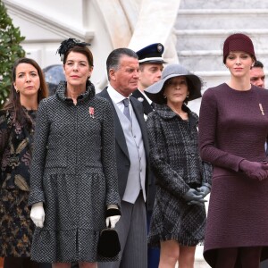 La princesse Caroline de Hanovre, la princesse Charlène de Monaco, Charlotte Casiraghi - La famille princière de Monaco dans la cour du palais lors de la Fête Nationale monégasque à Monaco le 19 novembre 2015. © Bruno Bebert / Olivier Huitel / Pool Restreint Monaco / Bestimage  Monaco's family for Monaco National Day at the princely palace in Monaco on november 19, 2015.19/11/2015 - 